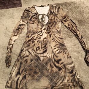 beautiful sassofono mini dress small Animal Print Long Sleeve Dress